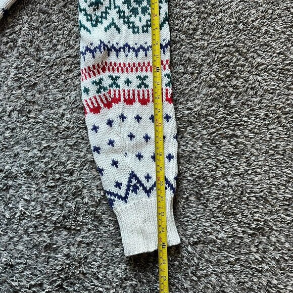 Fenwick Isle Red White Blue Fair Isle Sweater Men M Geometric Aztec Made in USA - Picture 7 of 8